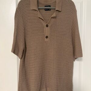 Men’s Abercrombie Tan Knit Polo Shirt